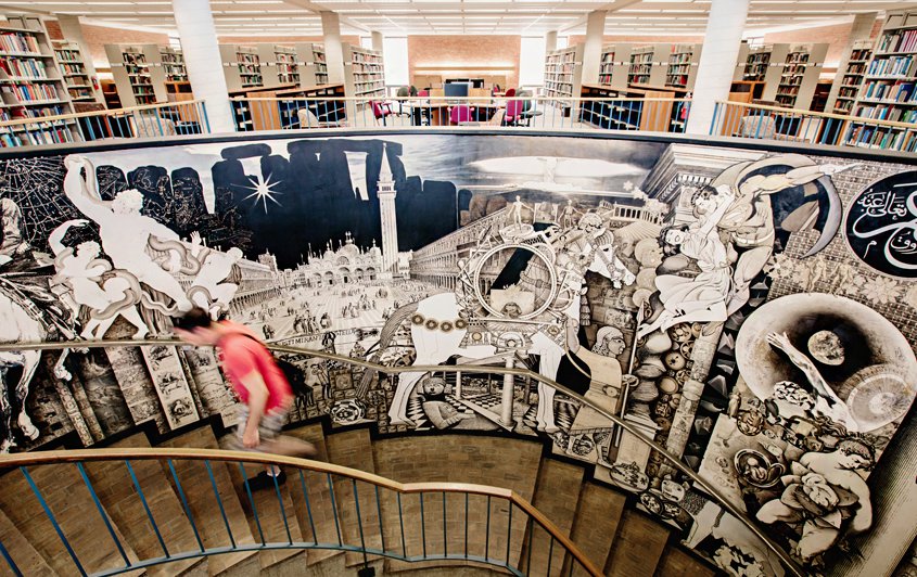Coates Library Mural and Staircase